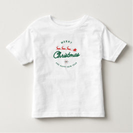 Toddler Christmas T-Shirt Merry Christmas & Happy  トドラーTシャツ