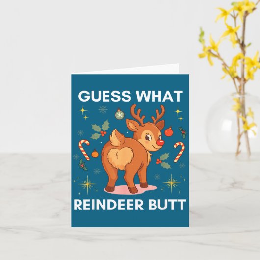 Toddler Christmas Ugly Sweater Guess What Reindeer カード (黄色い花)