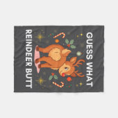 Toddler Christmas Ugly Sweater Guess What Reindeer フリースブランケット (正面(横))