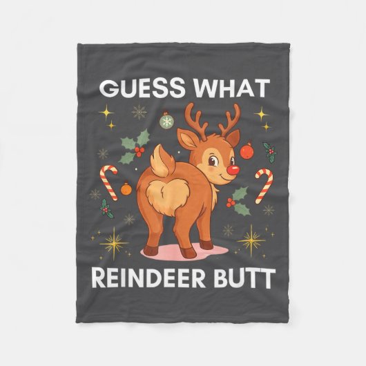 Toddler Christmas Ugly Sweater Guess What Reindeer フリースブランケット (正面)