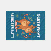 Toddler Christmas Ugly Sweater Guess What Reindeer フリースブランケット (正面(横))