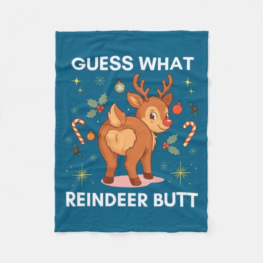 Toddler Christmas Ugly Sweater Guess What Reindeer フリースブランケット (正面)