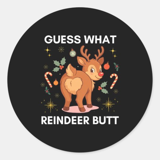 Toddler Christmas Ugly Sweater Guess What Reindeer ラウンドシール (正面)