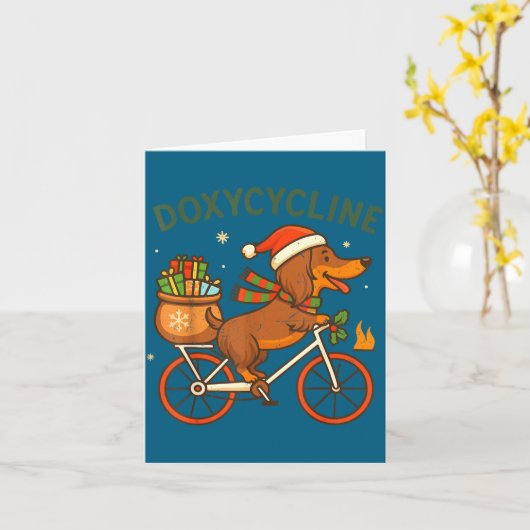 Toddler Doxycycline Long Hair Dachshund Christmas  カード (黄色い花)