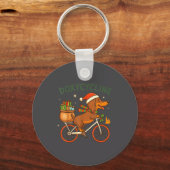 Toddler Doxycycline Long Hair Dachshund Christmas  キーホルダー (正面)
