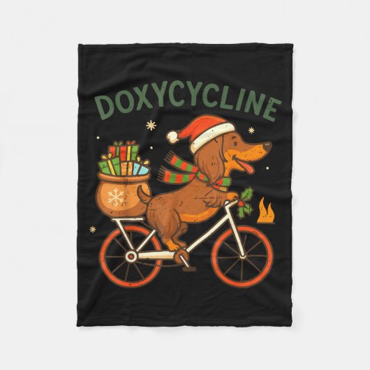 Toddler Doxycycline Long Hair Dachshund Christmas  フリースブランケット (正面)