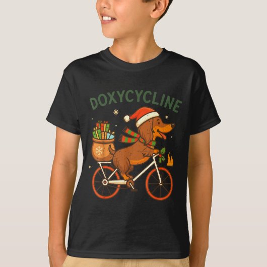 Toddler Doxycycline Long Hair Dachshund Christmas  Tシャツ (正面)