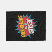 Toddler Jesus Is My Superhero Christian God Son Br フリースブランケット (正面(横))