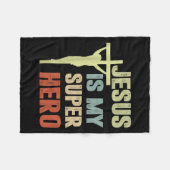 Toddler Jesus Is My Superhero Christian God Son Br フリースブランケット (正面(横))