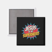 Toddler Jesus Is My Superhero Christian God Son Br マグネット (正面/裏面)
