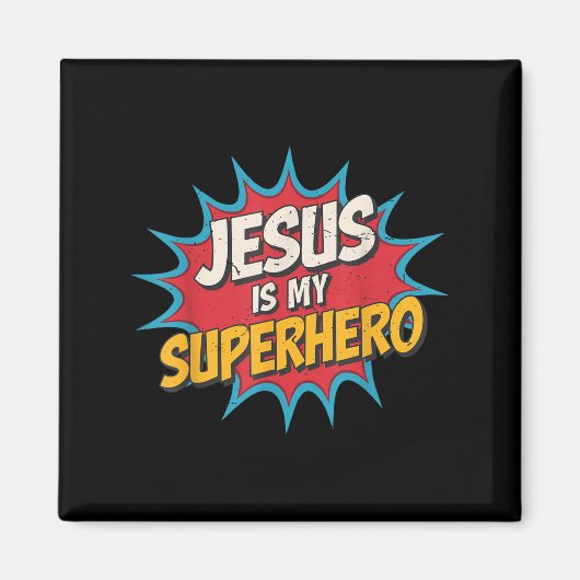 Toddler Jesus Is My Superhero Christian God Son Br マグネット (正面)