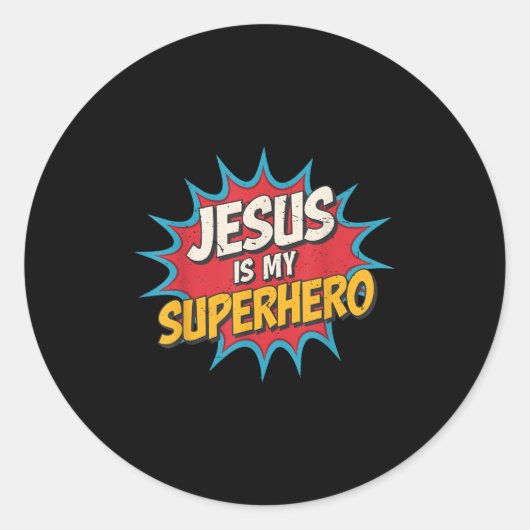 Toddler Jesus Is My Superhero Christian God Son Br ラウンドシール (正面)