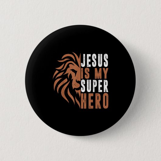 Toddler Jesus Is My Superhero Christian God Son Br 缶バッジ (正面)