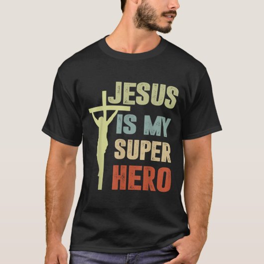 Toddler Jesus Is My Superhero Christian God Son Br Tシャツ (正面)