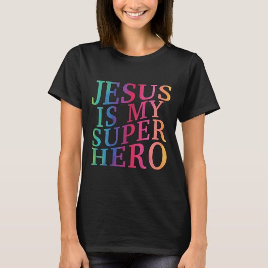 Toddler Jesus Is My Superhero Christian God Son Br Tシャツ (正面)