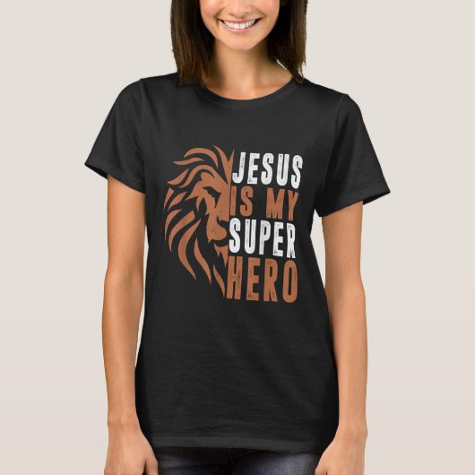 Toddler Jesus Is My Superhero Christian God Son Br Tシャツ (正面)