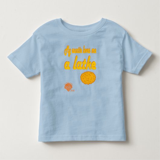 Toddlers' Hanukkah Shirt - Auntie loves me a latke トドラーTシャツ (正面)