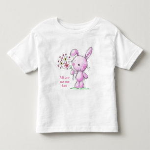 TODDLERS Tシャツかわいいピンクのウサギ+カスタム文字 トドラーTシャツ