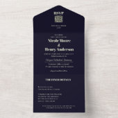 Todo En Uno Boda Retro Moderna Rojo Vino QR オールインワン招待状 (内側)