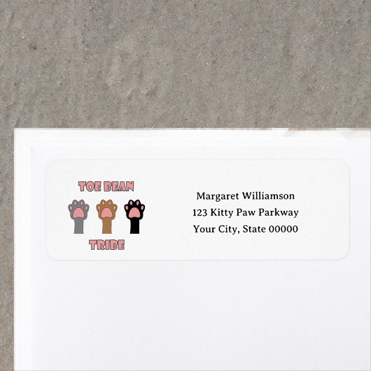 Toe Bean Tribe Cat Paws Personalize Return Address ラベル