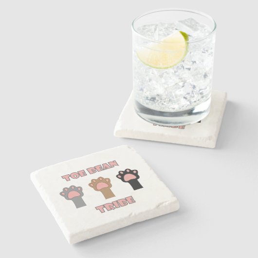 Toe Bean Tribe Cute Cat Paws Pink Letters ストーンコースター (横)