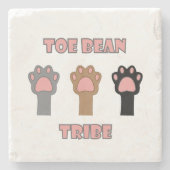 Toe Bean Tribe Cute Cat Paws Pink Letters ストーンコースター (正面)