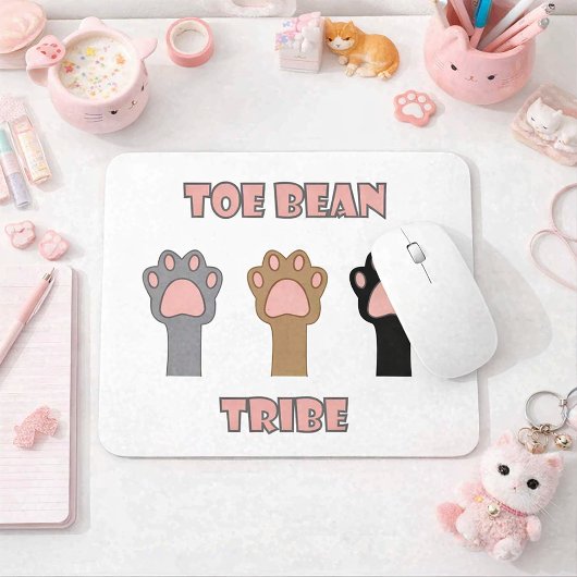 Toe Bean Tribe Cute Kitty Cat Paws Pink マウスパッド