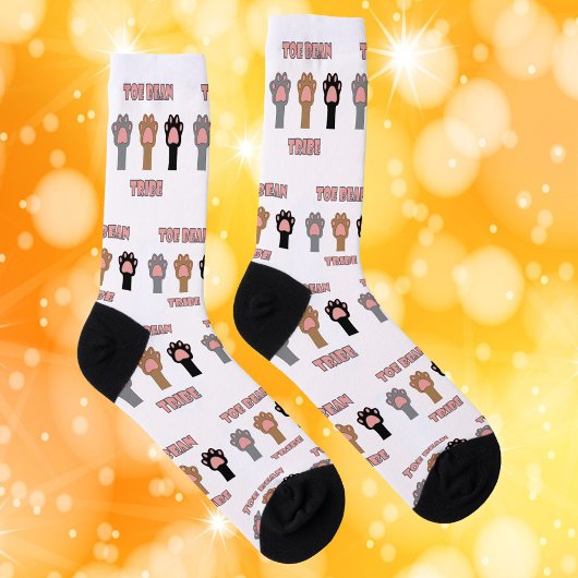 Toe Bean Tribe Funny Cat Paws Pink Letters ソックス