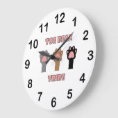 Toe Bean Tribe Gray Black Brown Cat Paws ラージ壁時計 (傾斜)