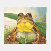Toe of Frog with Buttercup | Goblincore Nature Art フリースブランケット (正面(横))