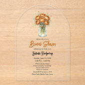 Toffee Palette Ranunculus Mason Jar Bridal Shower アクリル招待状 (正面)
