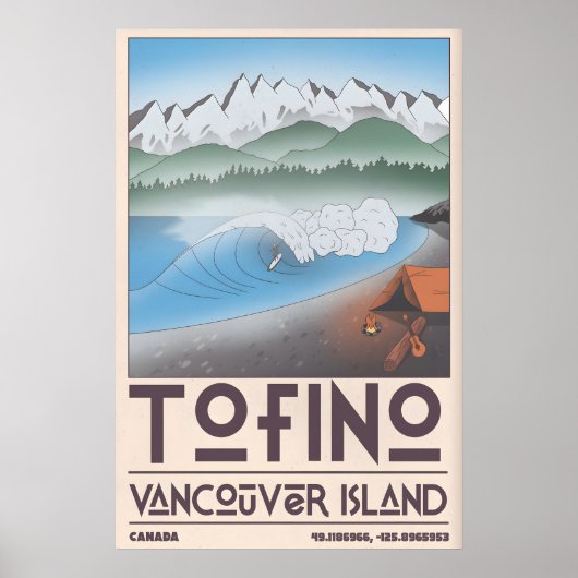 Tofino Coastal Art Print Surfer, Pine Forest ポスター (正面)