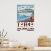 Tofino Coastal Art Print Surfer, Pine Forest ポスター (キッチン)