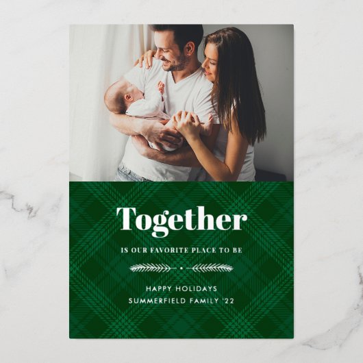 Togetherは私たちのお気に入りのプレイスファミリーフォトシルバー 箔シーズンカード (正面)