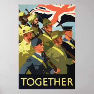 Togetherヴィンテージ世界大戦2ポスター素晴らしイギリス ポスター