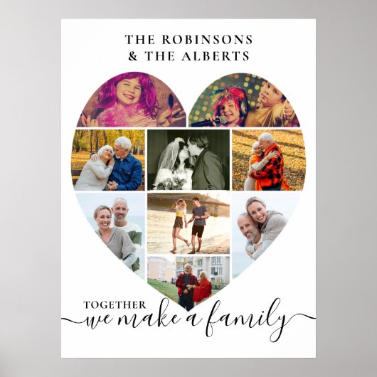 Together パーソナライズされた Heart Shapes 9フォトコラージュ ポスター (正面)