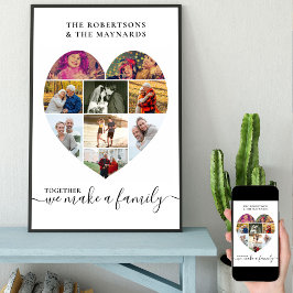 Together パーソナライズされた Loveハート9 Photo Collage ポスター