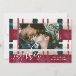 Together モダン Red & Green WaterカラーPlaid写真 シーズンカード