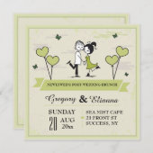 Together (緑)ポストのブ結婚ランチ招待状 招待状 (正面/裏面)