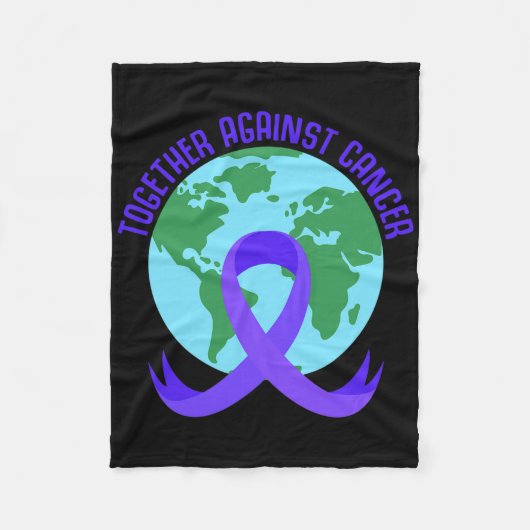 Together Against Cancer Saying For World Cancer Da フリースブランケット (正面)