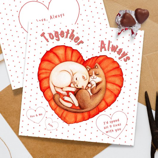Together Always Cute Cats Heart カード