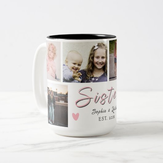 Together Always, My Sister – Custom 6-Photo Mug ツートーンマグカップ (正面左)