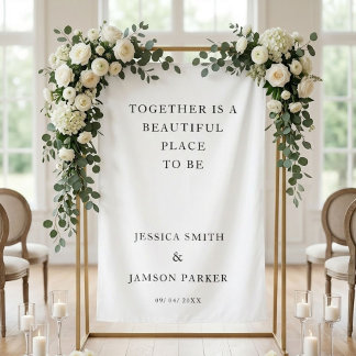 Together beautiful place to b Wedding Welcome Sign タペストリー