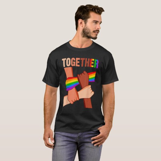 Together Black Melanin Pride LGBT Gay Pride Suppor Tシャツ (正面フル)