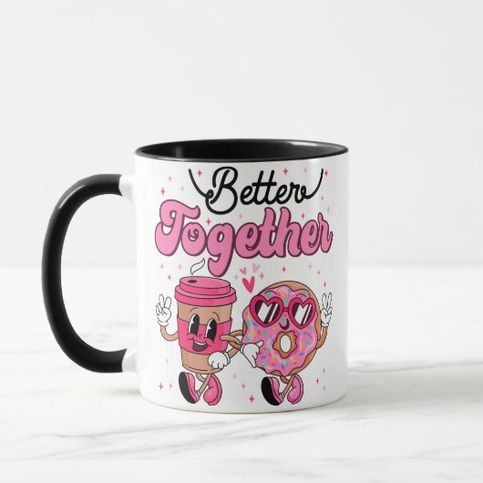 Together Coffee & Donut Valentine Design • Cute Ka マグカップ (左)