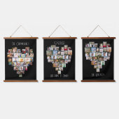 Together Family Nameハート図形87 Photo Collage 吊り下げ型タペストリー (トリプル)