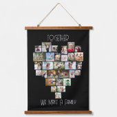 Together Family Nameハート図形87 Photo Collage 吊り下げ型タペストリー (正面2)