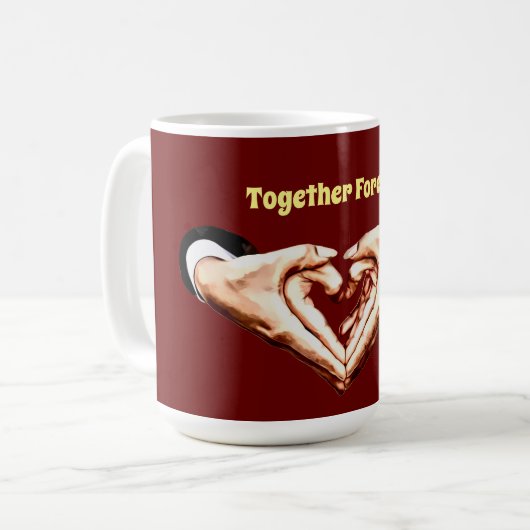 Together Foreverは手をハート形の芸術に結合 コーヒーマグカップ (正面左)