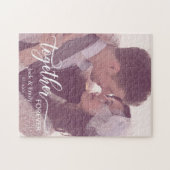 Together Foreverタイポグラフィカスタム写真名日付 ジグソーパズル (横)