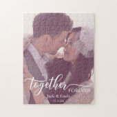 Together Foreverタイポグラフィカスタム写真名日付 ジグソーパズル (縦)